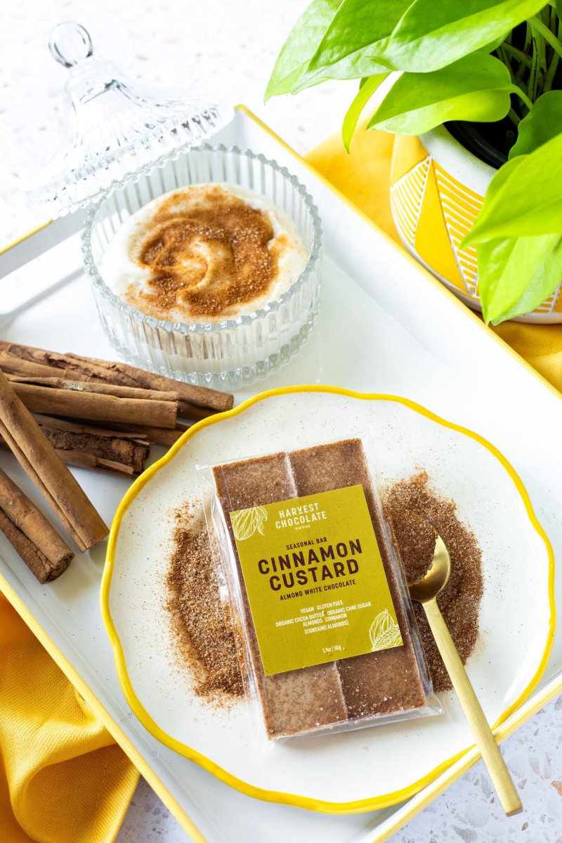 Cinnamon Custard - vegan white chocolate | Harvest Chocolate