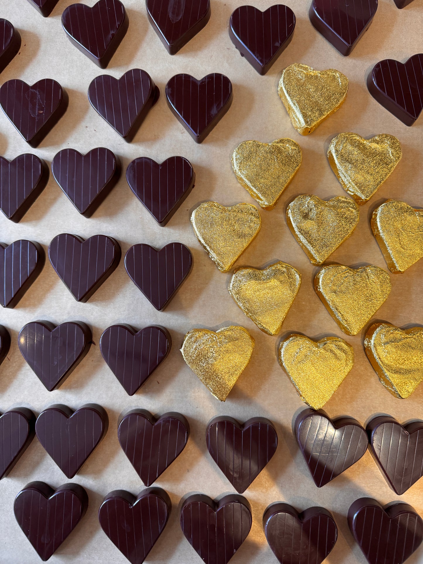 Peanut Butter & Honey Dark Chocolate Hearts