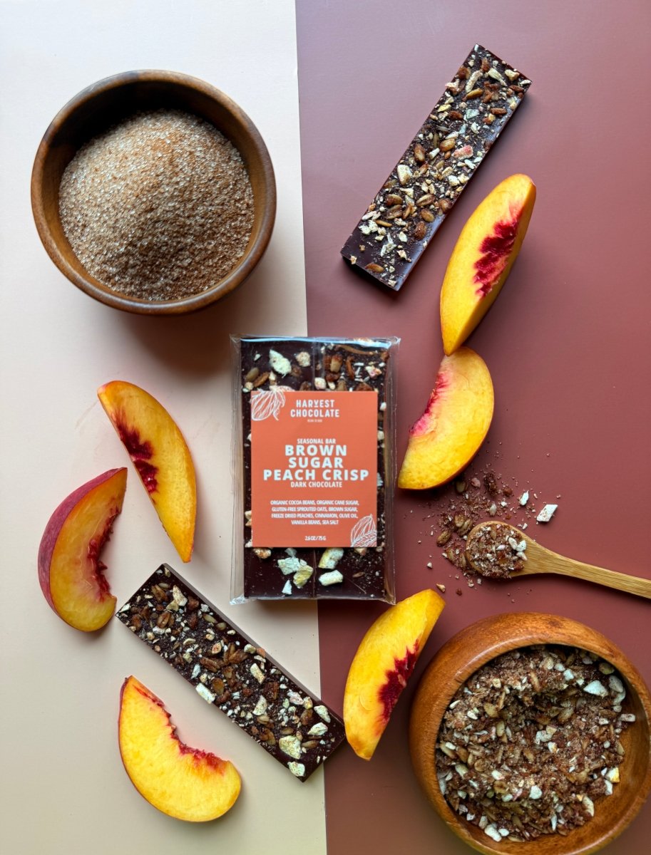 Brown Sugar Peach Crisp – bean-to-bar chocolate by Harvest Chocolate
