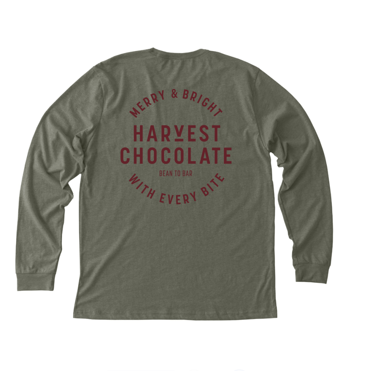 "Merry + Bright with Every Bite" Holiday Shirt – bean - to - bar chocolate by Harvest Chocolate