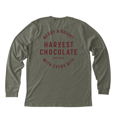 "Merry + Bright with Every Bite" Holiday Shirt – bean - to - bar chocolate by Harvest Chocolate