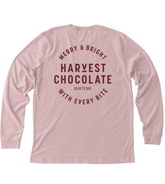 "Merry + Bright with Every Bite" Holiday Shirt – bean - to - bar chocolate by Harvest Chocolate