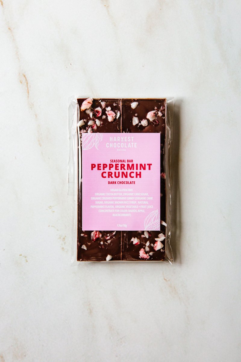 Peppermint Crunch Dark Chocolate – bean - to - bar chocolate by Harvest Chocolate